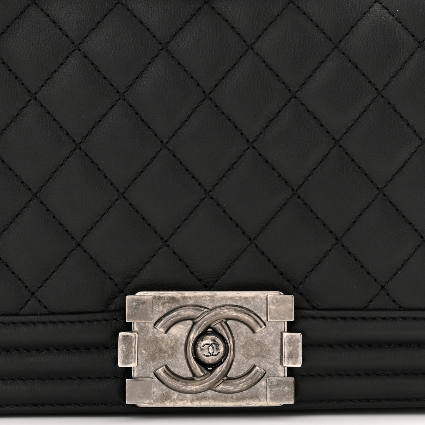 Calfskin Quilted Medium Boy Flap Black
