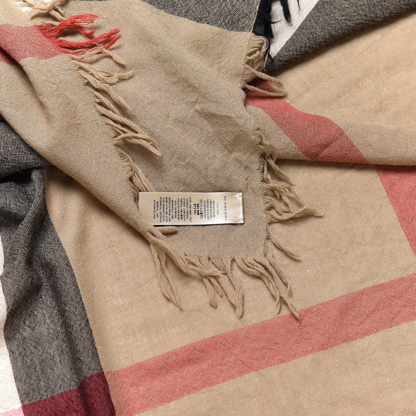 Merino Wool House Check Scarf Brown