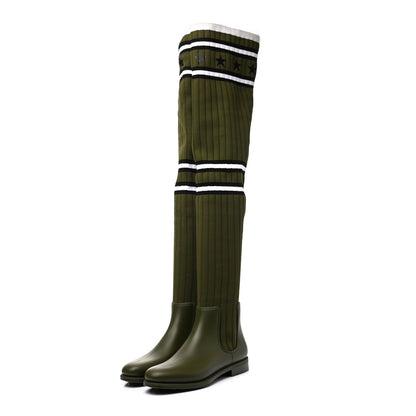 Givenchy Knit Rubber Storm Over The Knee Boots 36 Khaki 3 of 8