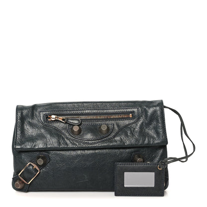 Balenciaga Agneau Giant 21 Rose Gold Hardware Envelope Clutch Anthracite 3 of 12