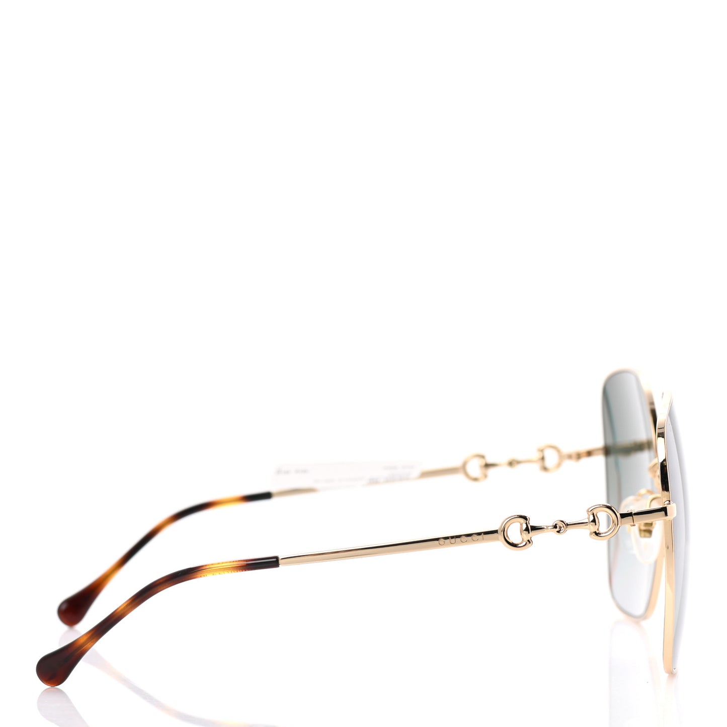 Metal Horsebit Square Frame Sunglasses GG0879S Gold