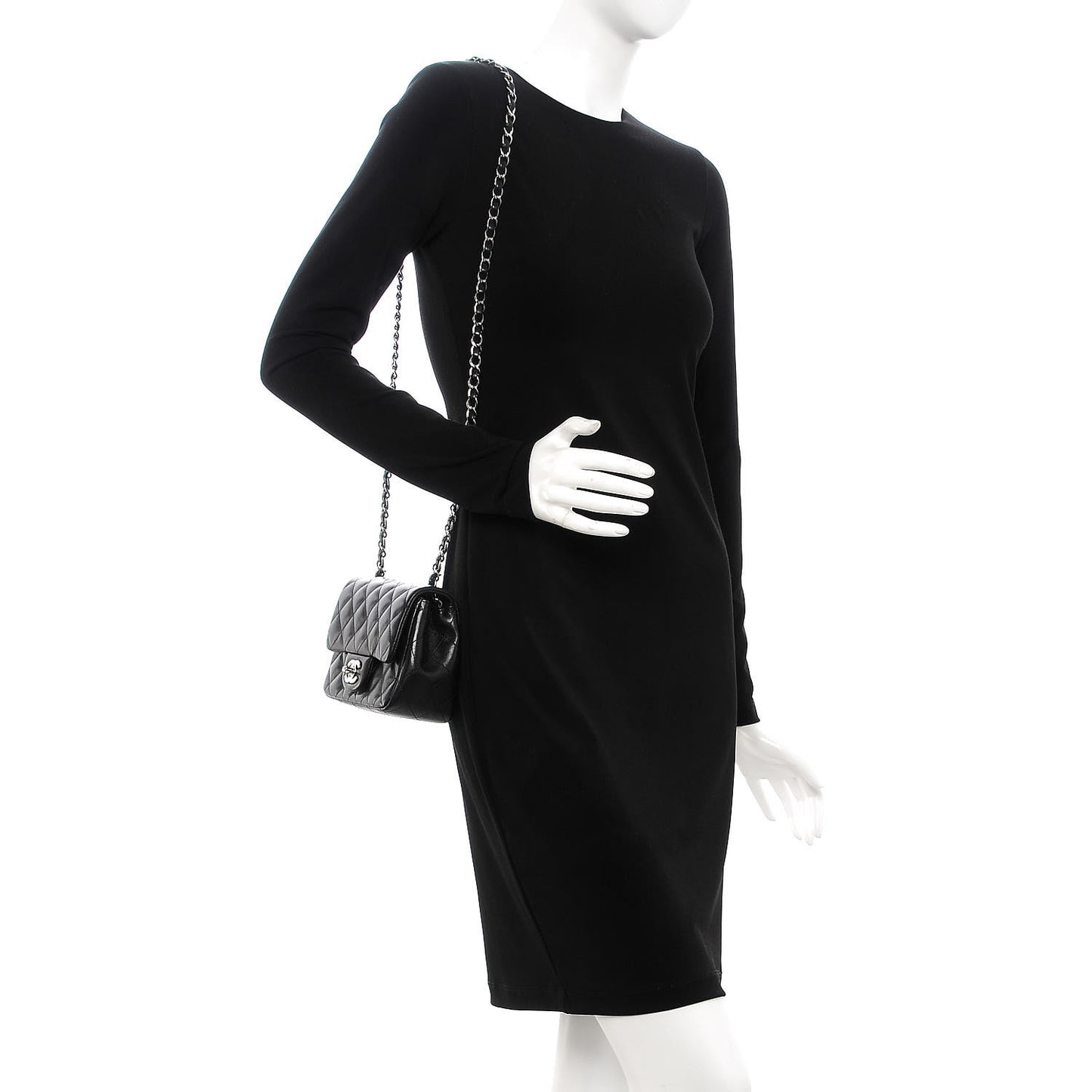 Lambskin Quilted Mini Square Flap Black