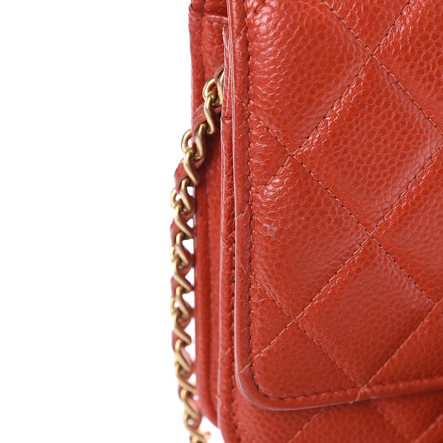 Caviar Quilted Wallet on Chain WOC Red