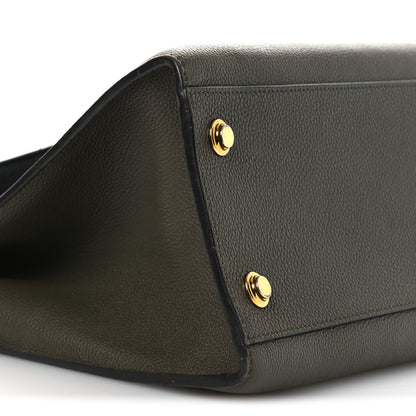 Louis Vuitton Calfskin City Steamer MM Kaki Black 9 of 17