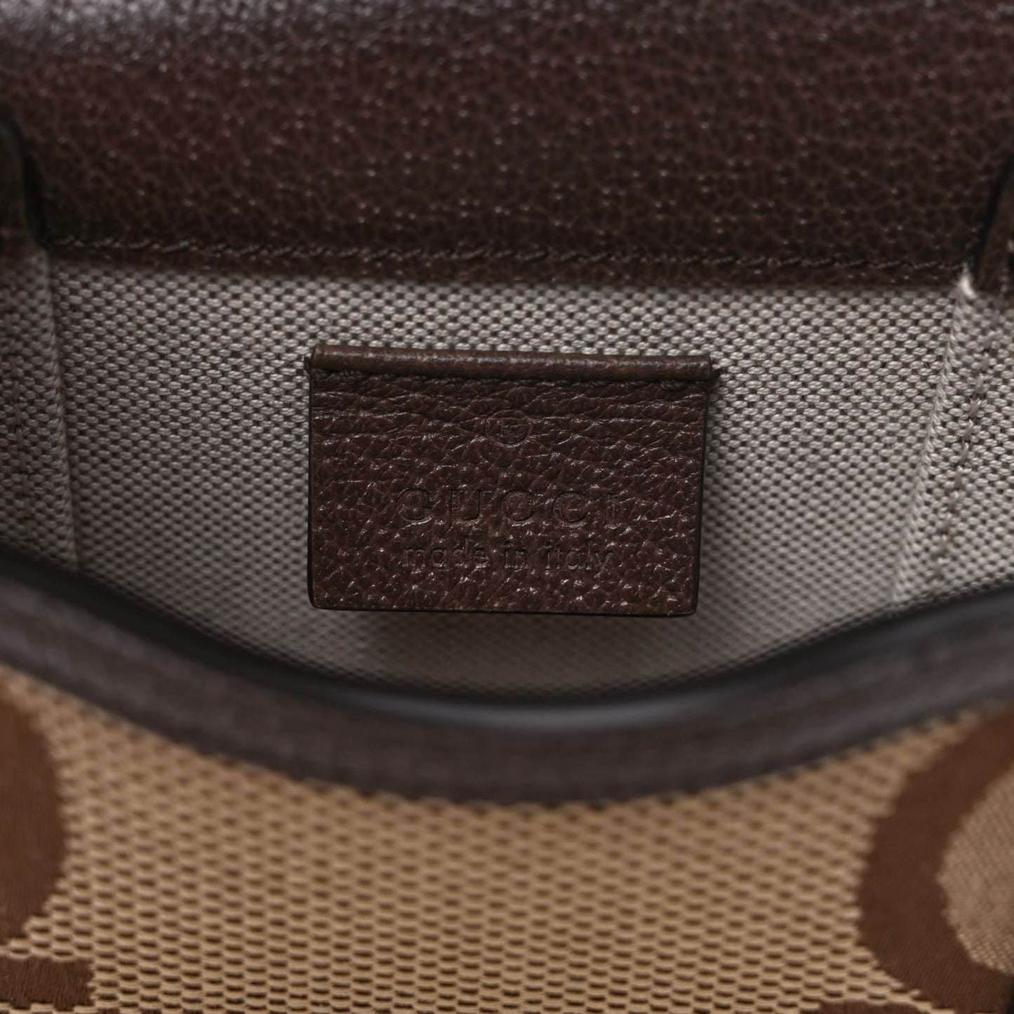 Monogram Jumbo GG Textured Dollar Calfskin Mini Horsebit 1955 Crossbody Bag Camel Ebony New Acero