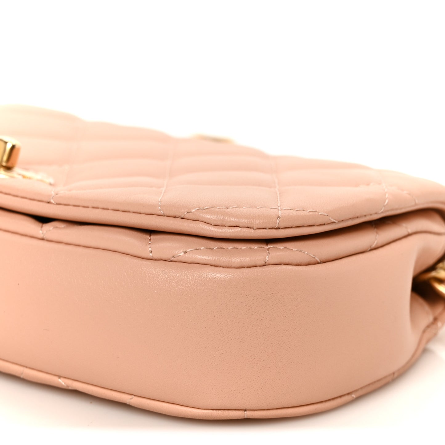 Calfskin Quilted Coco Mail Clutch With Chain Light Pink