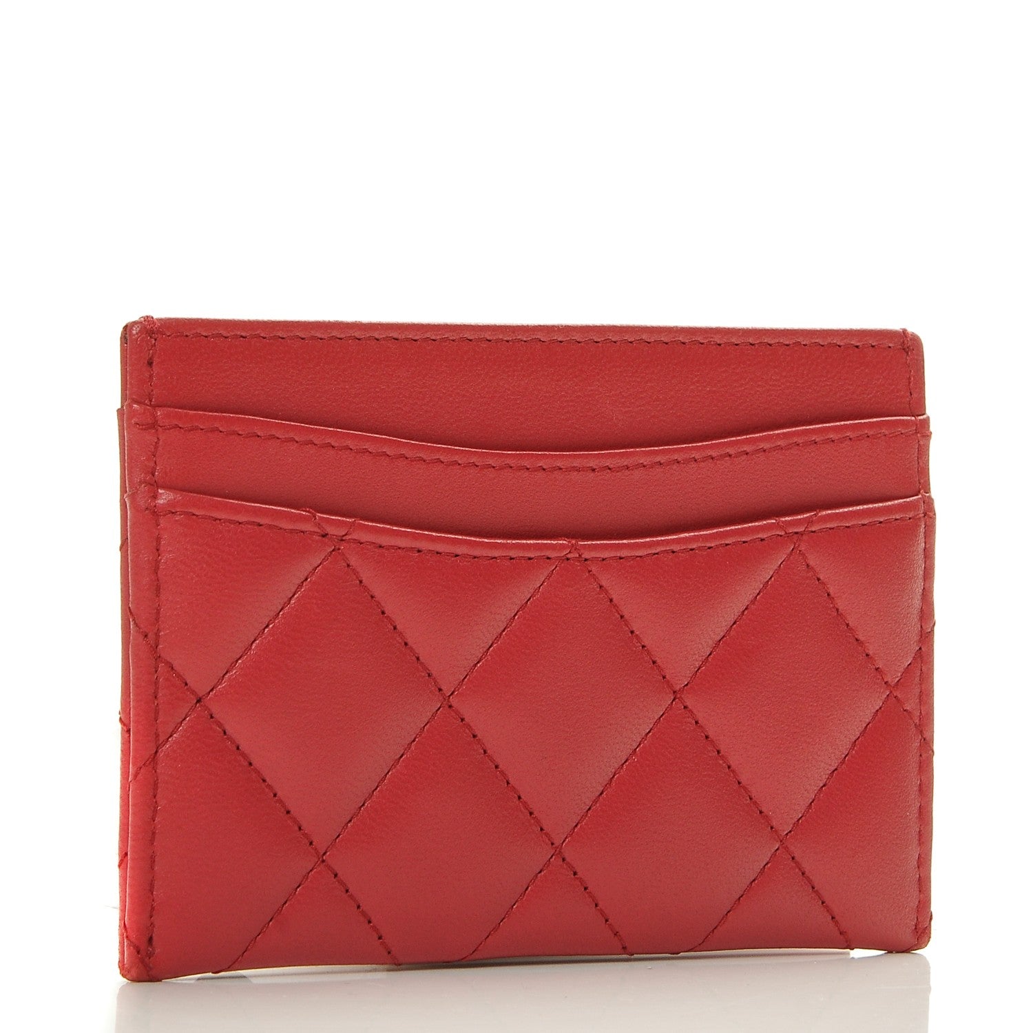 Chanel Lambskin Quilted Card Holder Dark Pink 3 of 8