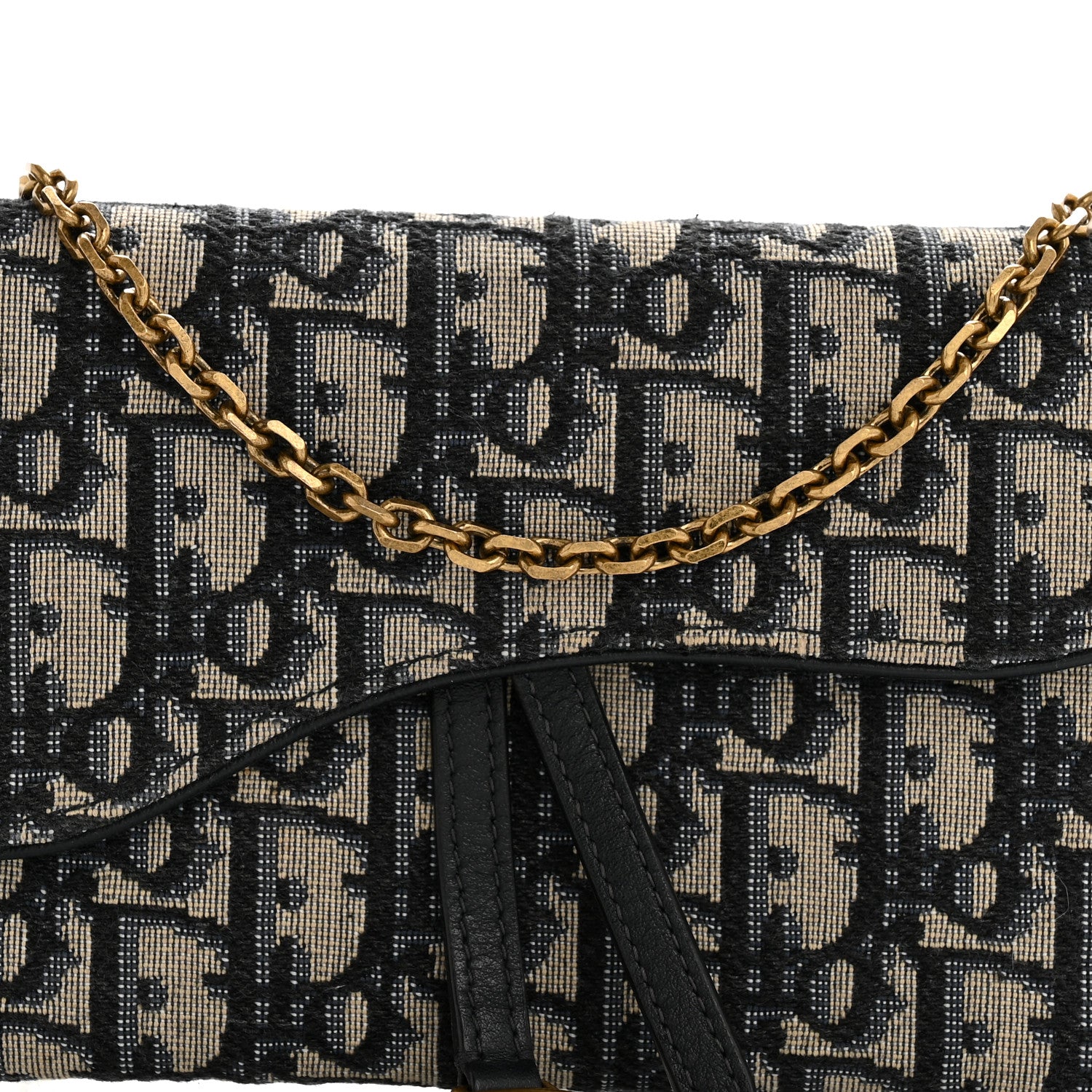 Christian Dior Oblique Saddle Chain Long Wallet Blue 9 of 15