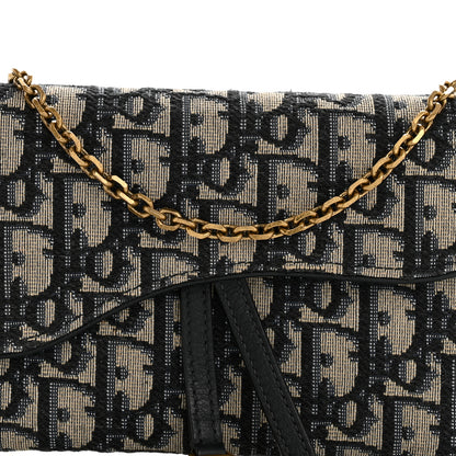 Christian Dior Oblique Saddle Chain Long Wallet Blue 9 of 15