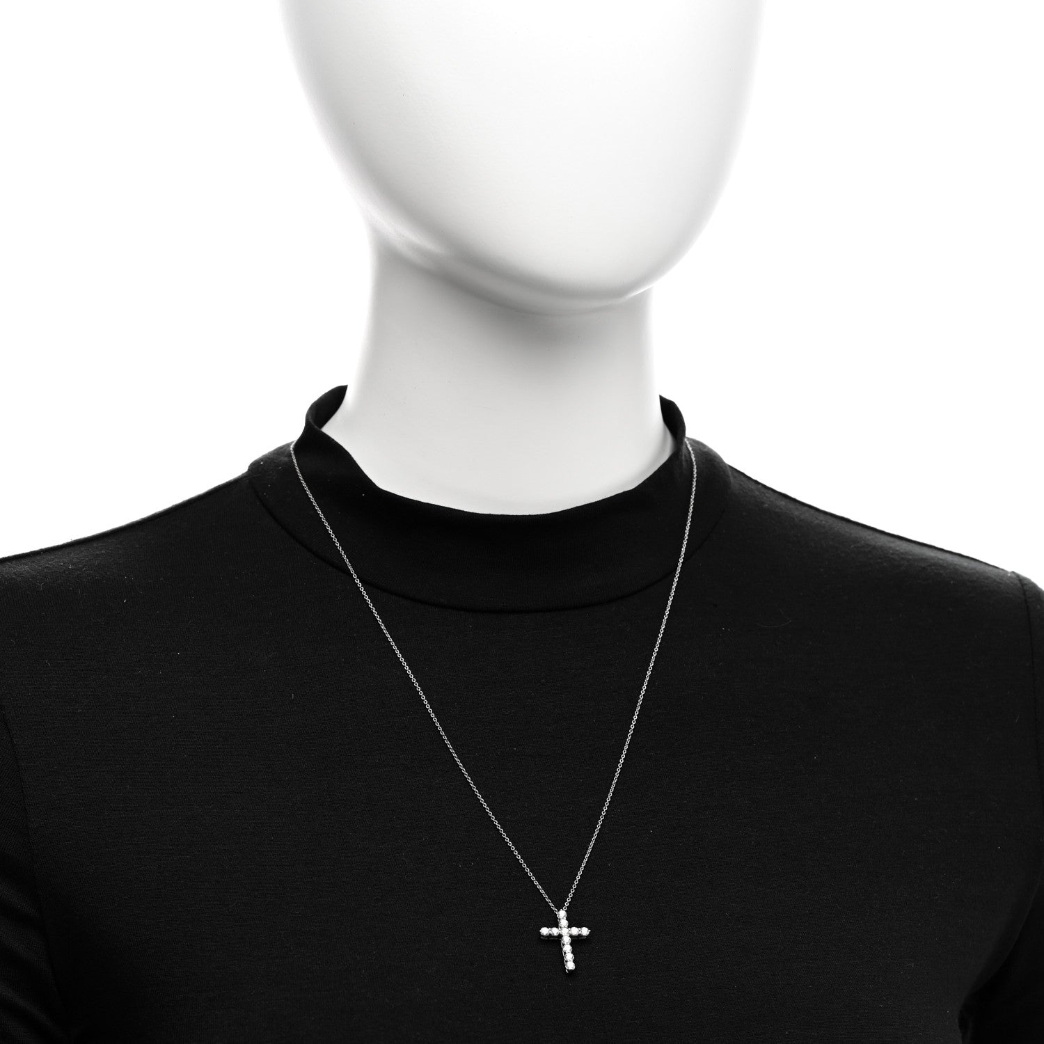 Tiffany Platinum Diamond Medium Cross Pendant Necklace 2 of 5
