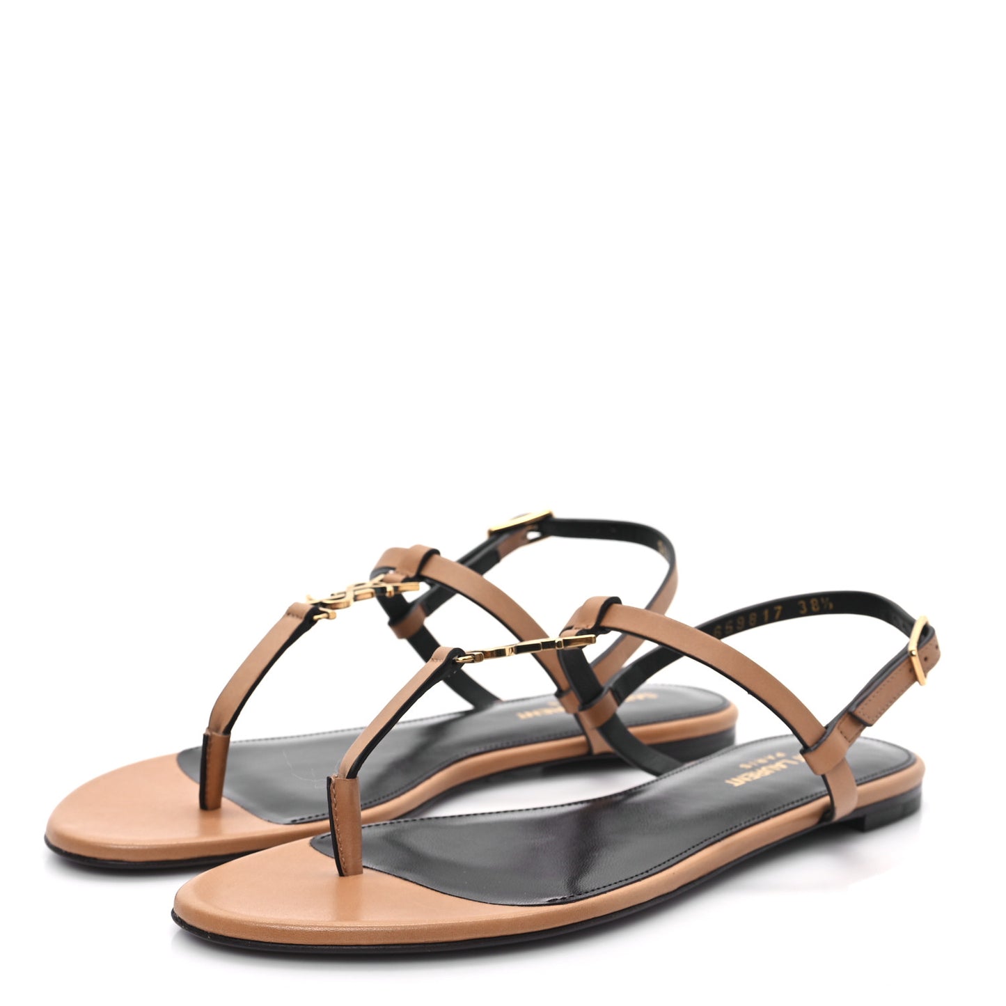 Calfskin Cassandra Monogram Sandals 38.5 Brown