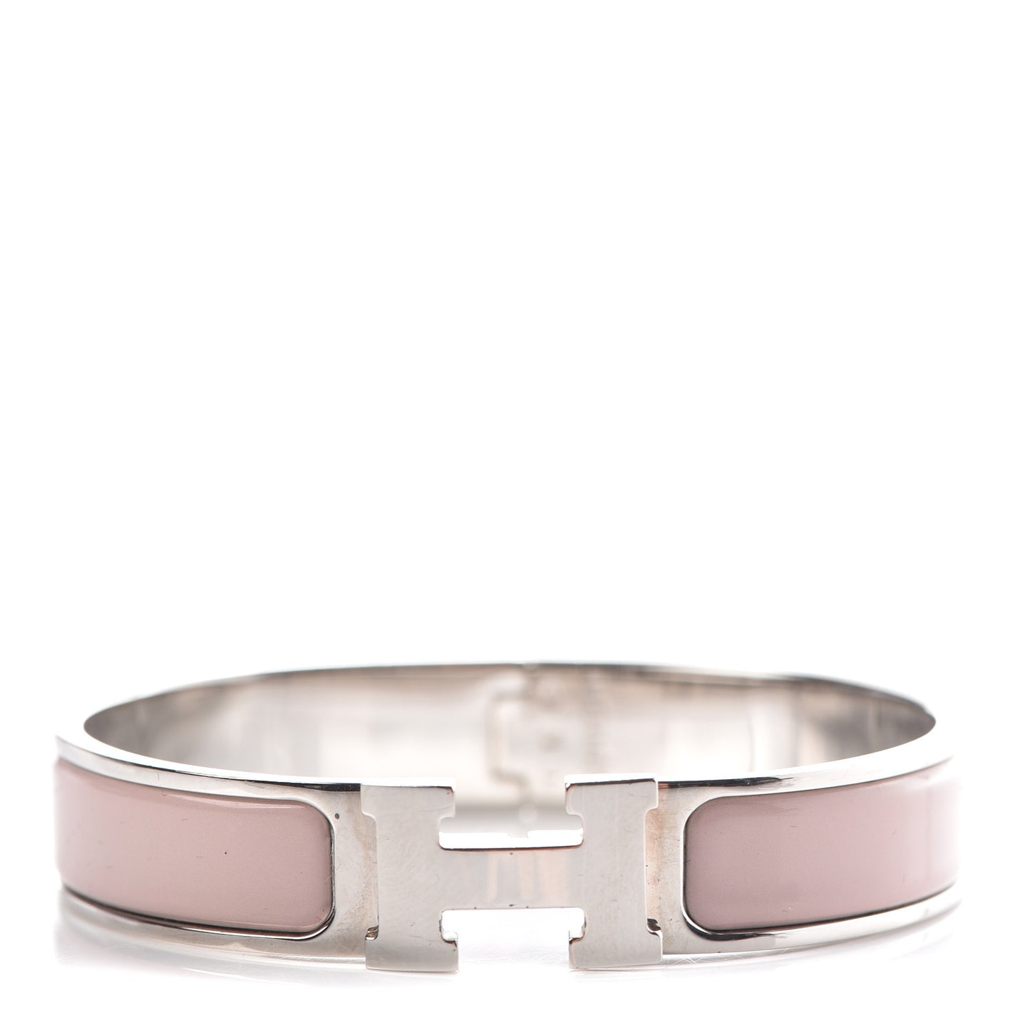 Enamel Narrow Clic Clac H Bracelet PM Rose Poudre
