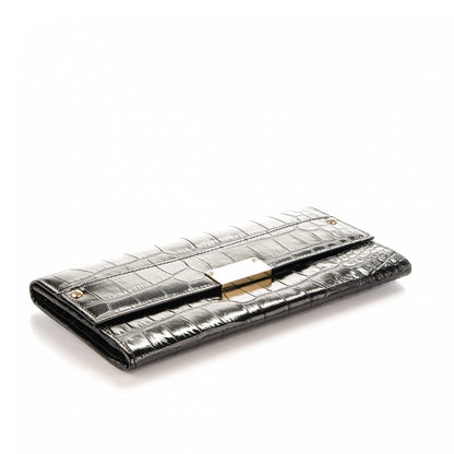 Jimmy Choo Patent Crocodile Embossed Reese Clutch Black 4 of 7