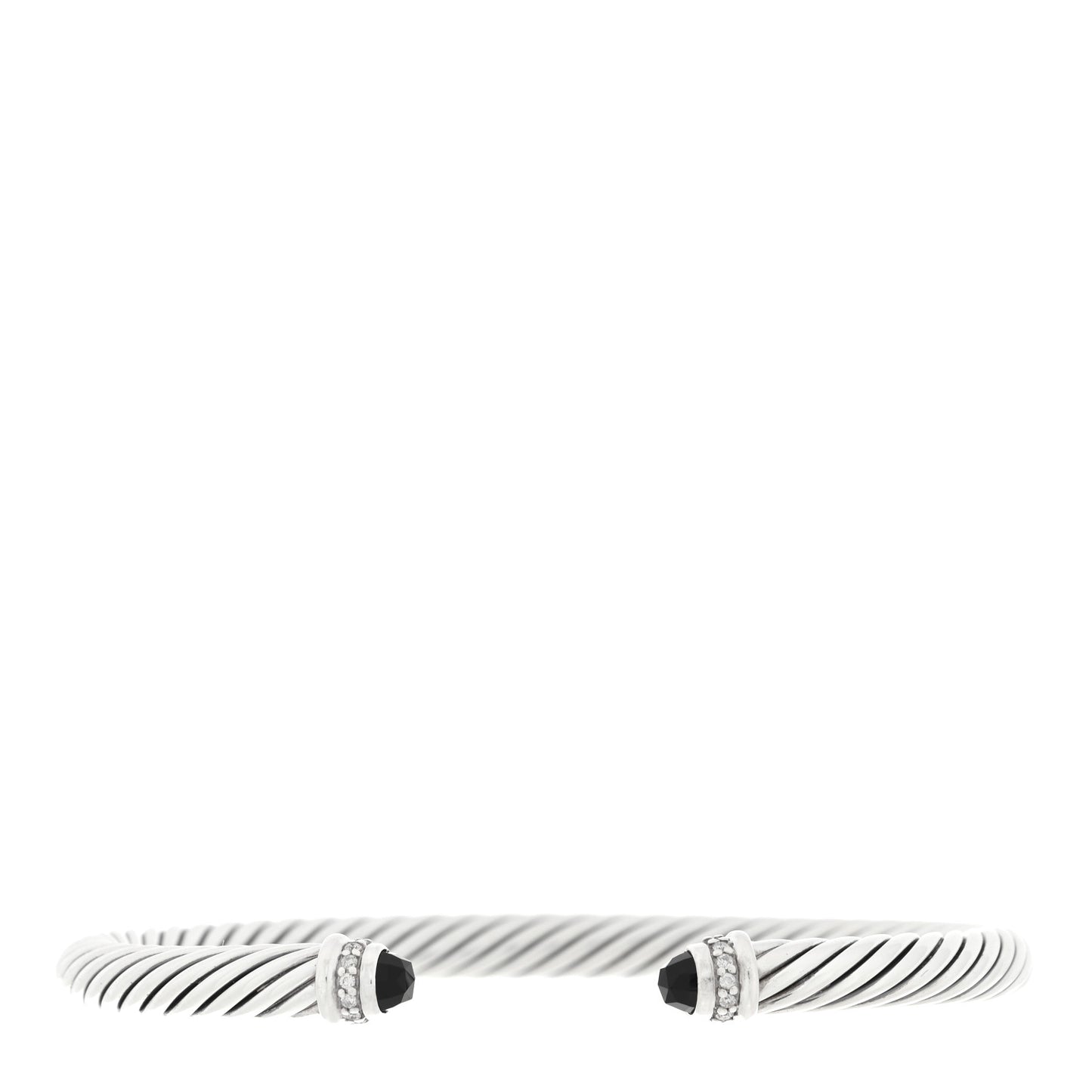 Sterling Silver Diamond Black Onyx 5mm Cable Classics Bracelet