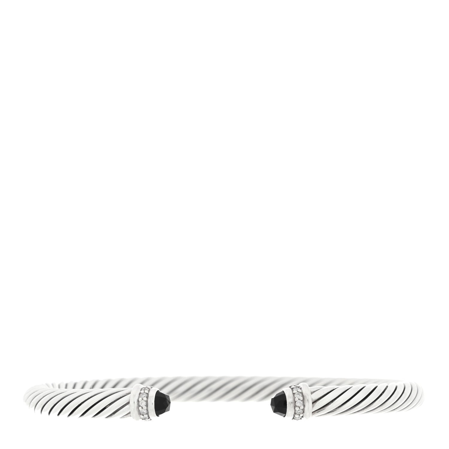 David Yurman Sterling Silver Diamond Black Onyx 5mm Cable Classics Bracelet 1 of 3