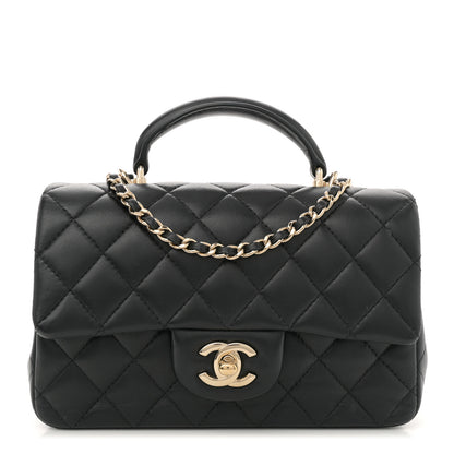 Chanel Lambskin Quilted Mini Top Handle Rectangular Flap Black 1 of 12