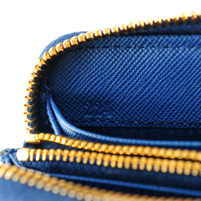 Prada Saffiano Stripe Zip Around Wallet Azzurro Bluette 6 of 8