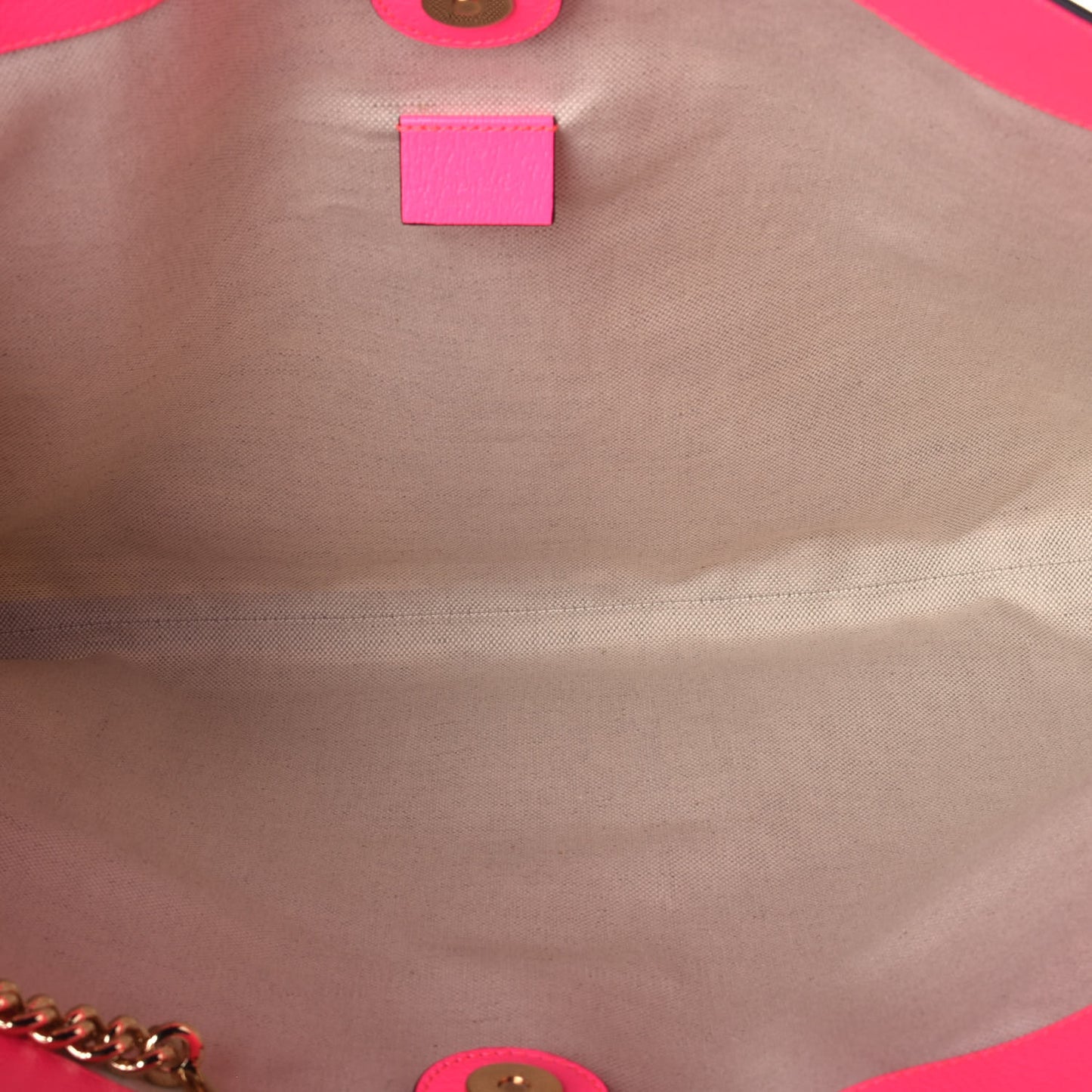 Canvas Flora Large Rajah Chain Tote White Multicolor Fuxia Fluo
