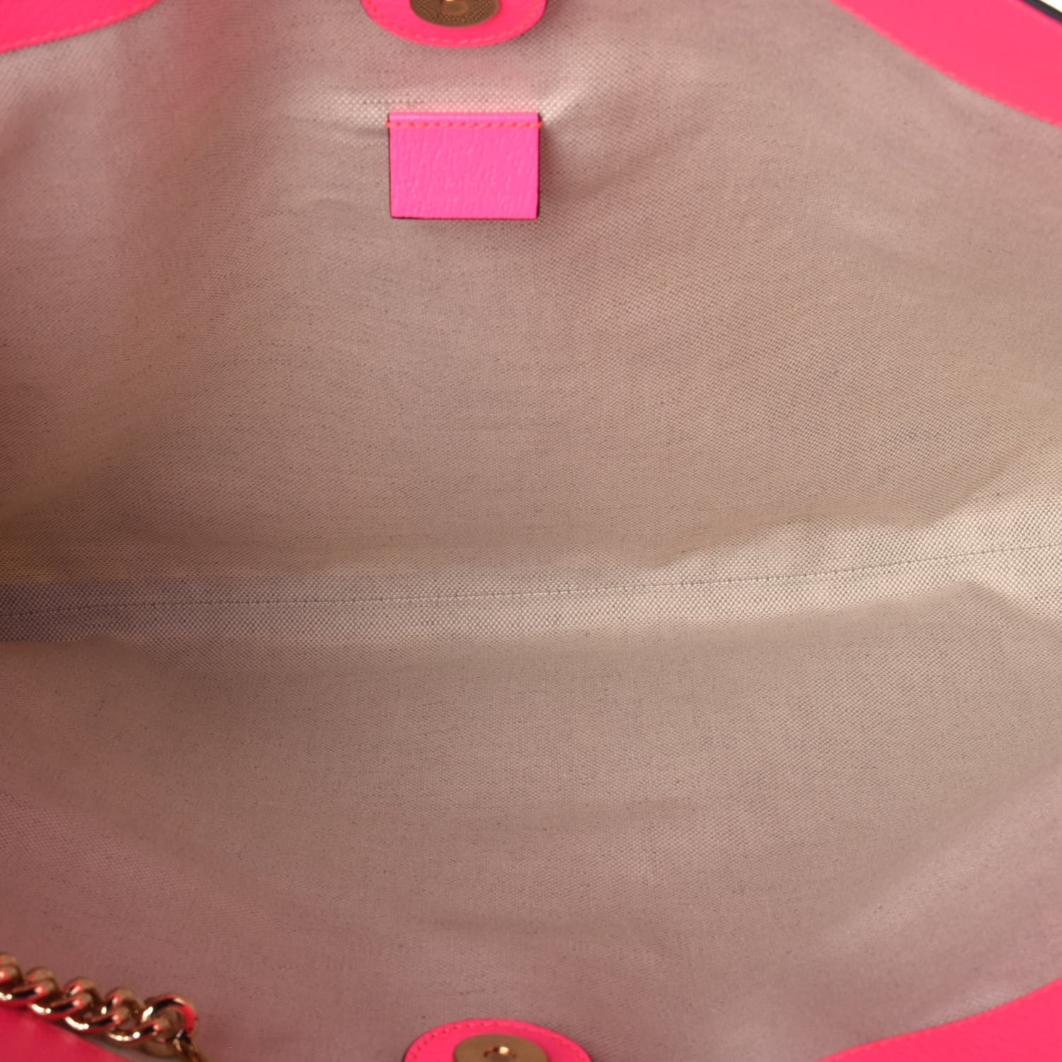 Gucci Canvas Flora Large Rajah Chain Tote White Multicolor Fuxia Fluo 6 of 11
