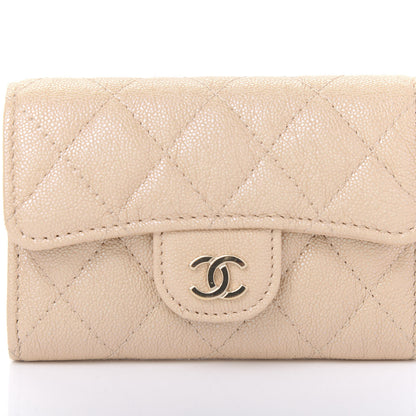 Chanel Iridescent Caviar Quilted Flap Card Holder Beige 11 of 12