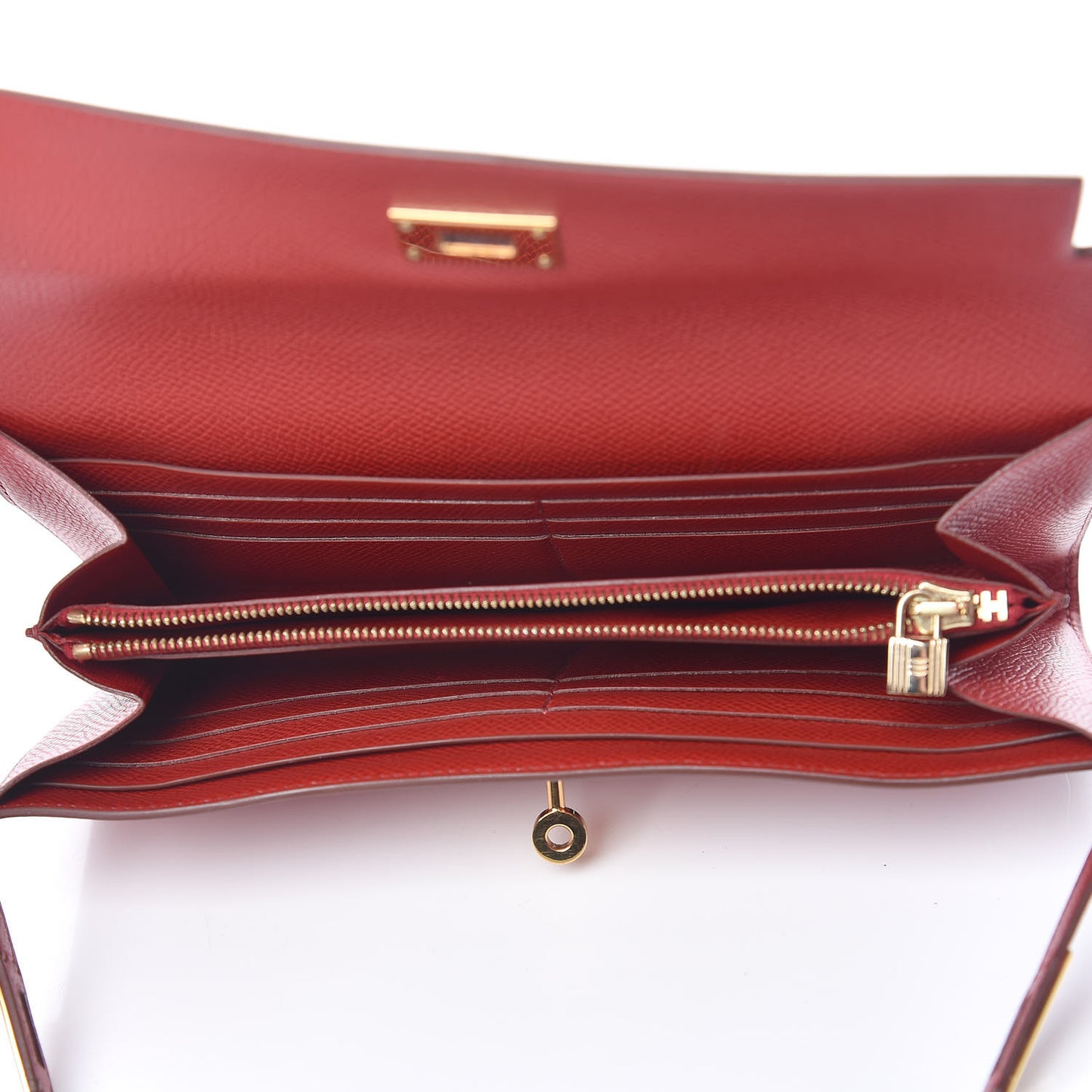 Epsom Kelly Longue Wallet Rouge Casaque