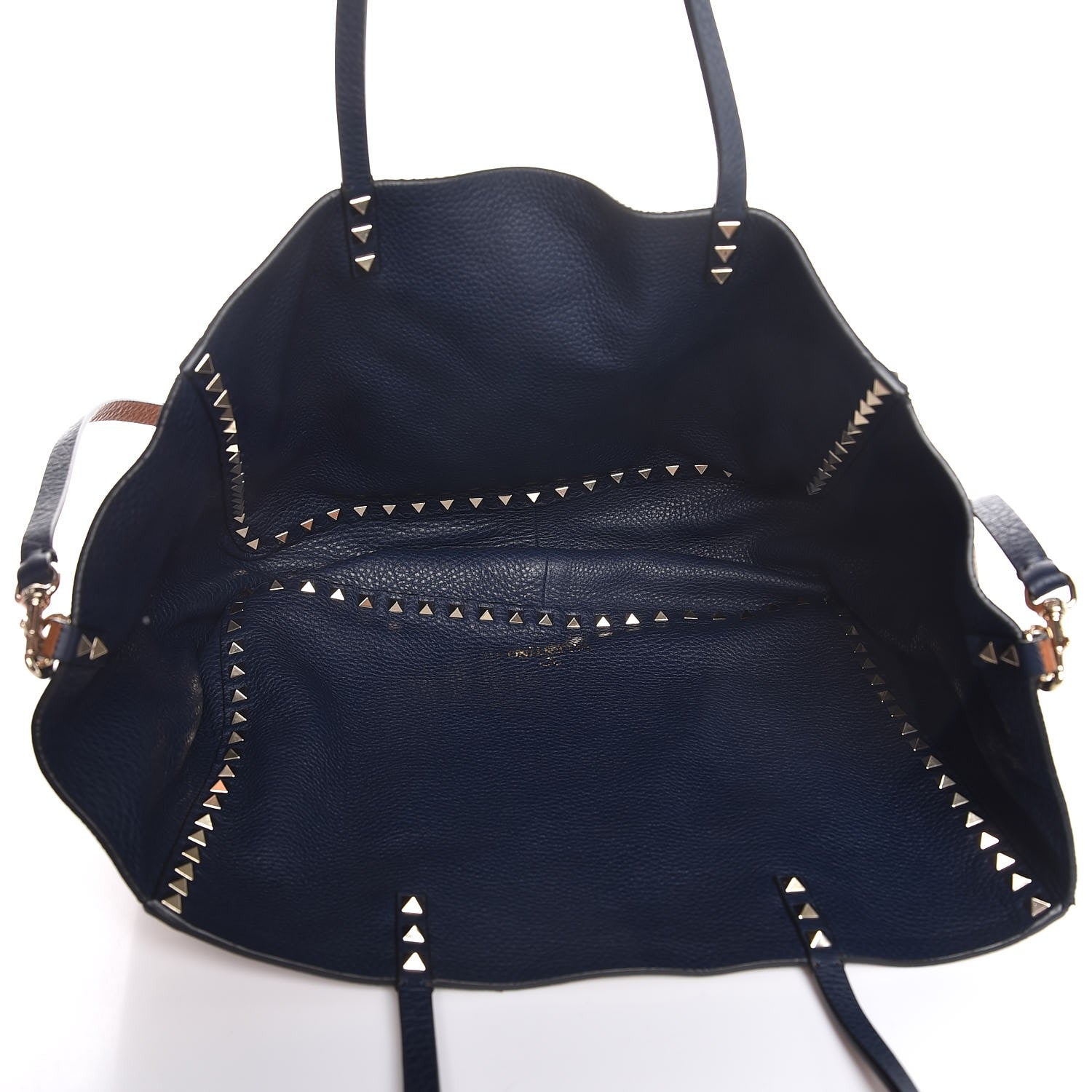 Valentino Garavani Pebbled Calfskin Medium Rockstud Reversible Tote Light Cuir Marine 11 of 12