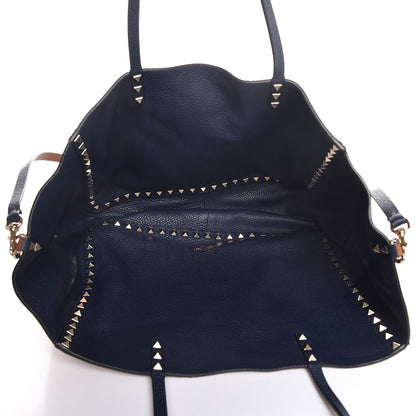 Valentino Garavani Pebbled Calfskin Medium Rockstud Reversible Tote Light Cuir Marine 11 of 12