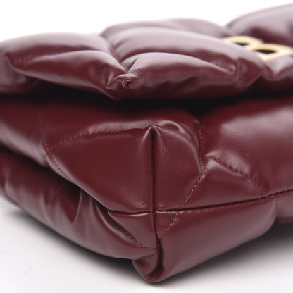 Balenciaga Nappa Calfskin Quilted Touch B Puffy Clutch Dark Red 7 of 9