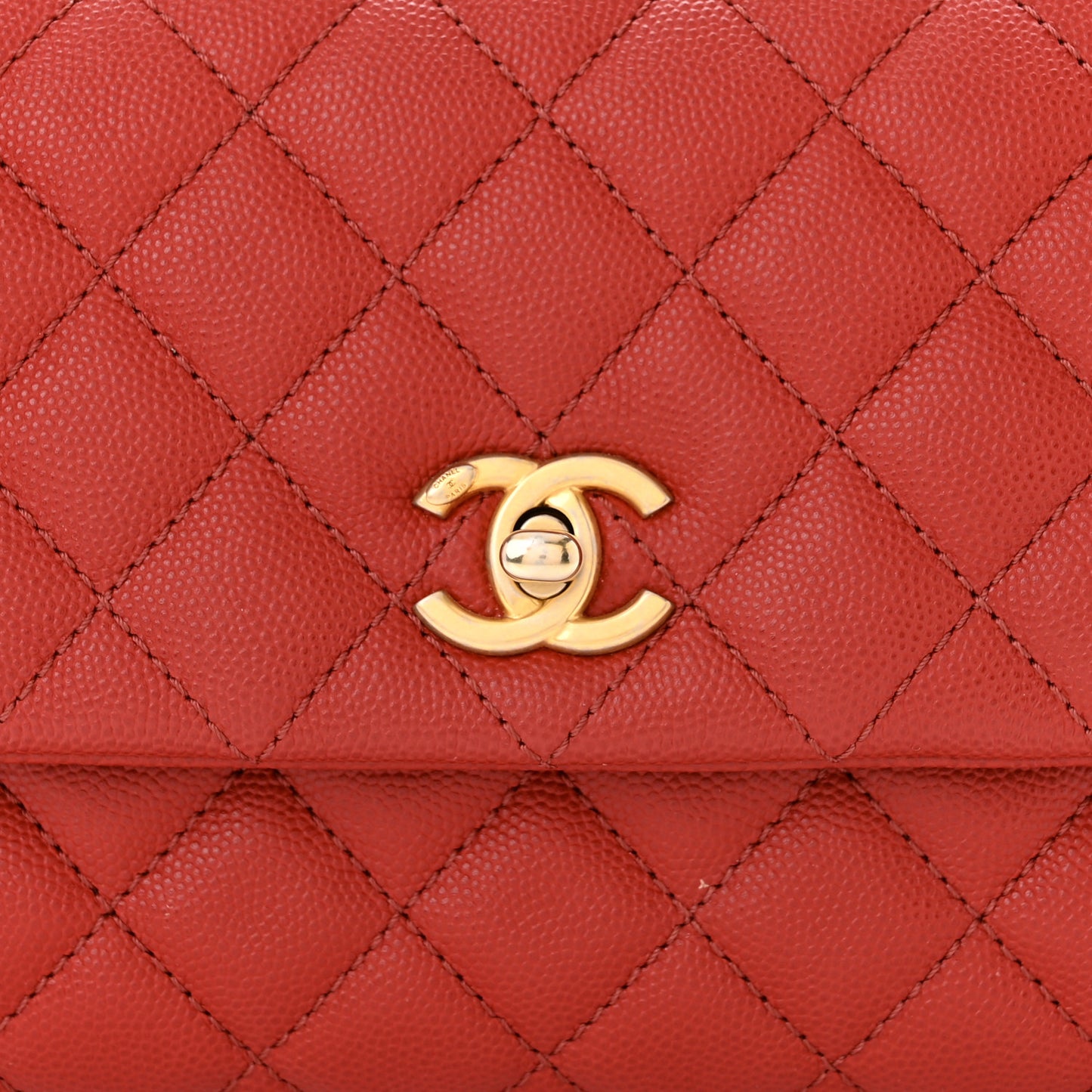 Caviar Lizard Embossed Quilted Mini Coco Handle Flap Red