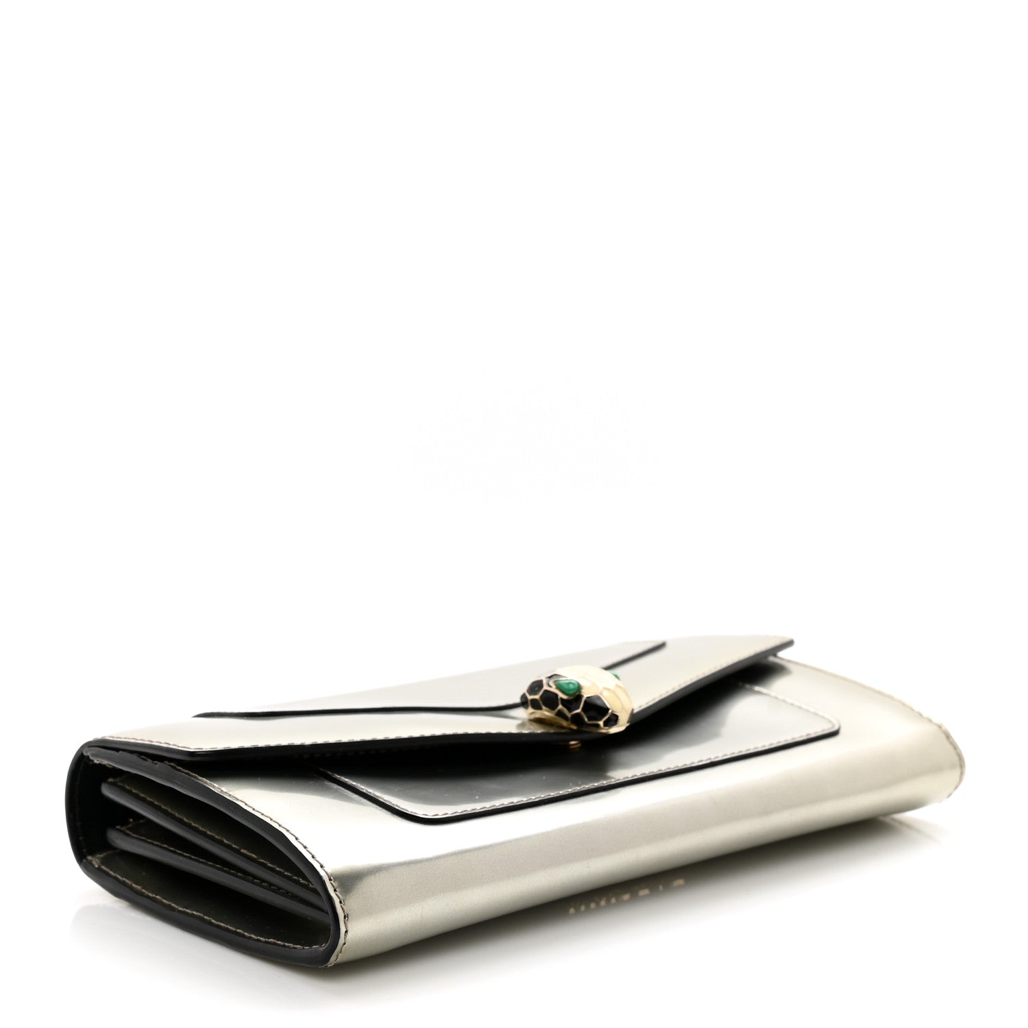 Bulgari Metallic Calfskin Serpenti Forever Wallet Silver 4 of 10