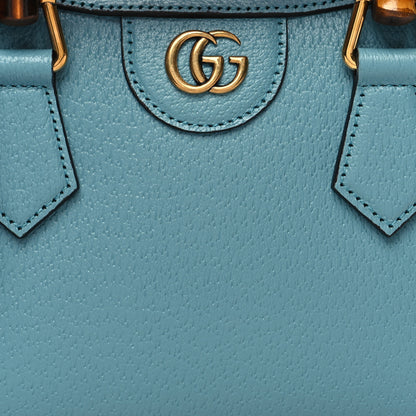 Gucci Textured Dollar Calfskin Web Mini Diana Tote Bag Dusty Azure Deep Orange 8 of 10