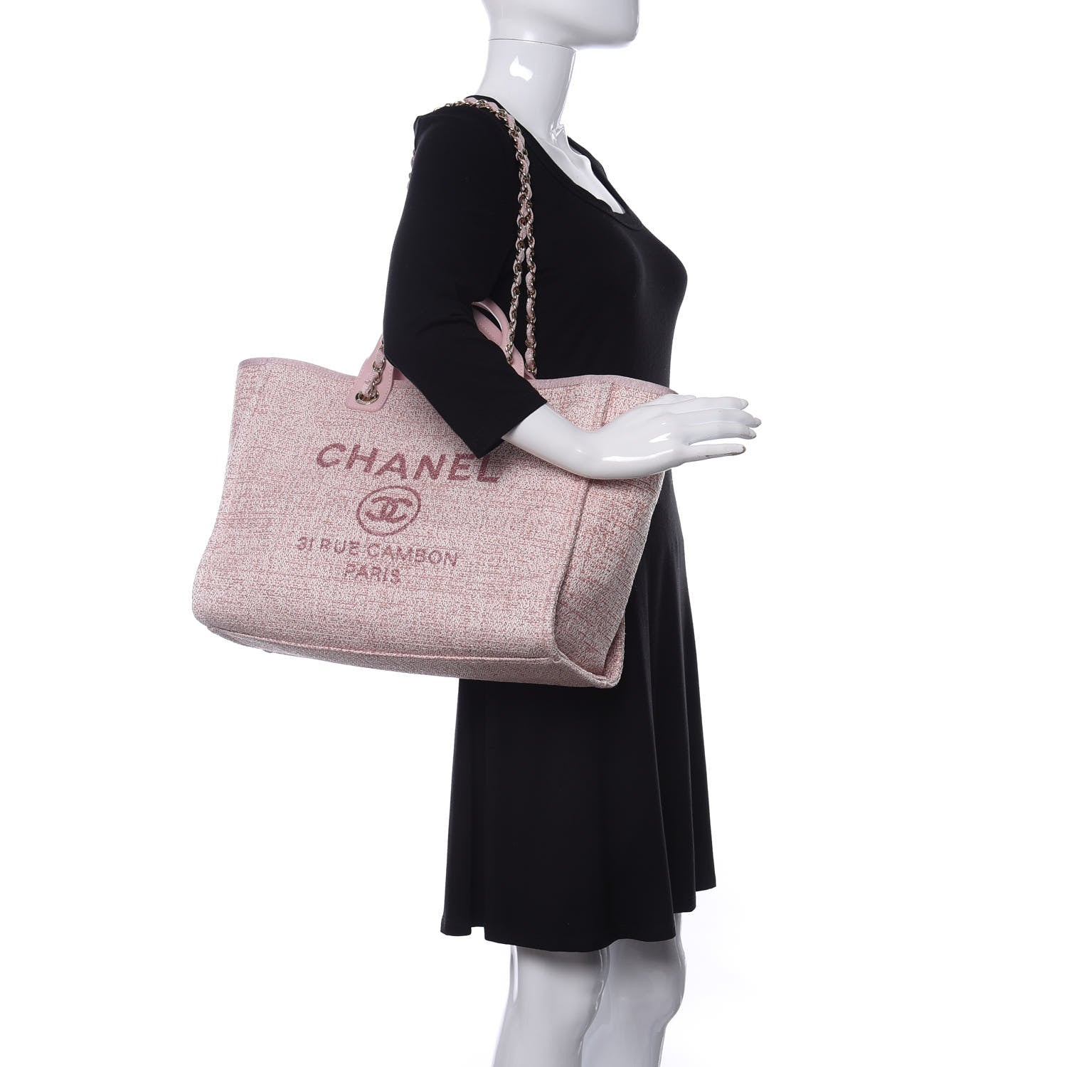 Chanel Straw Lurex Medium Deauville Tote Pink 2 of 11