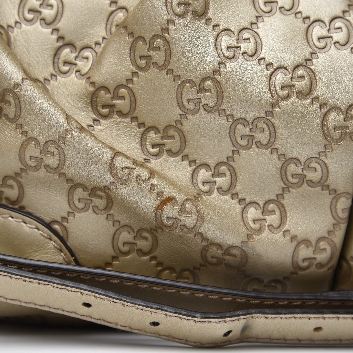 Metallic Soft Guccissima Medium Sukey Top Handle Bag Champagne