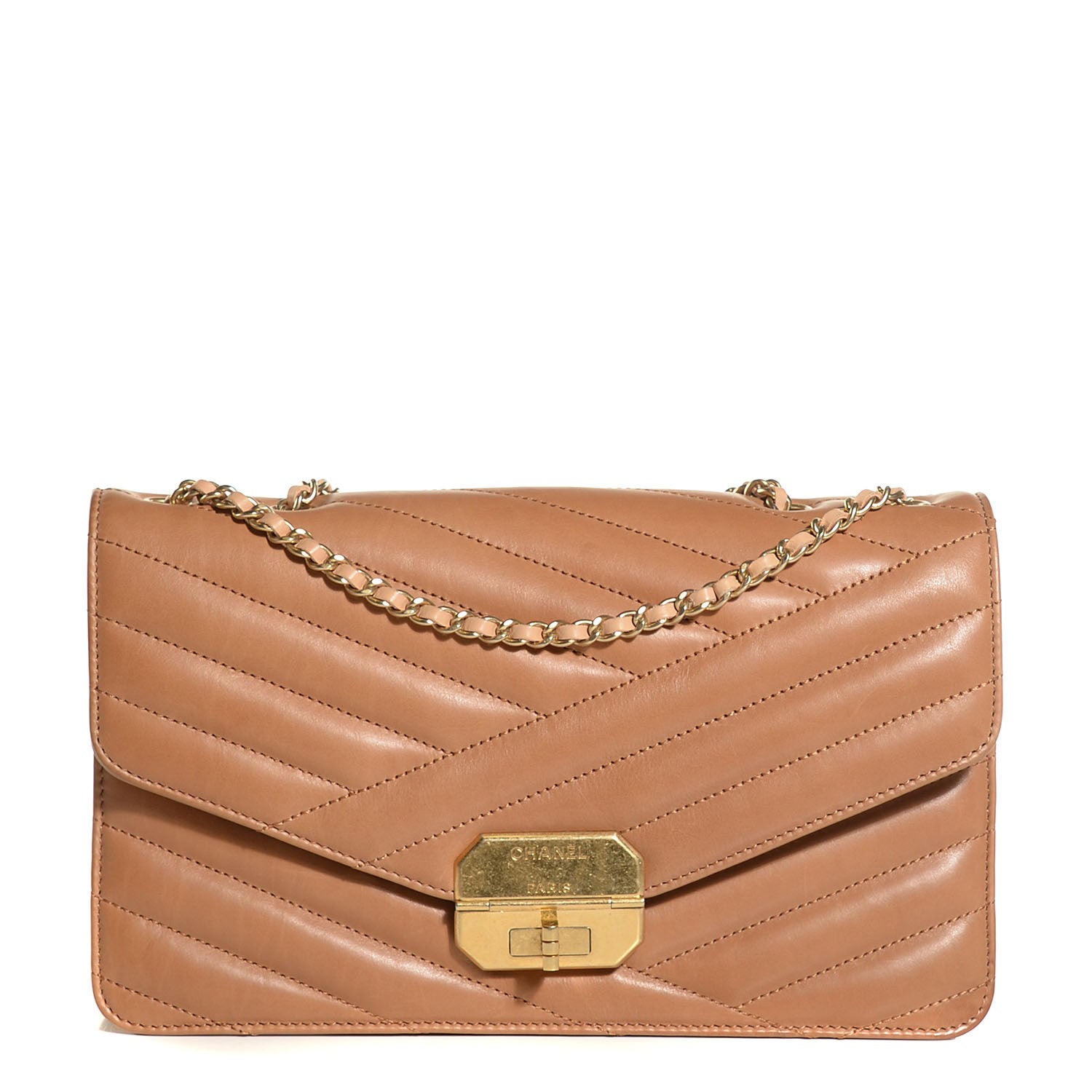 Chanel Calfskin Chevron Gabrielle Flap Brown 1 of 8