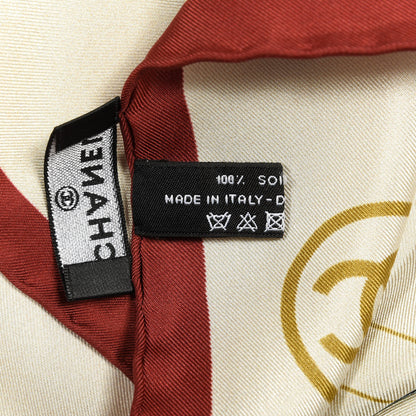 Chanel Silk Metiers D'Art Egypt Square Scarf Biege Red 4 of 4