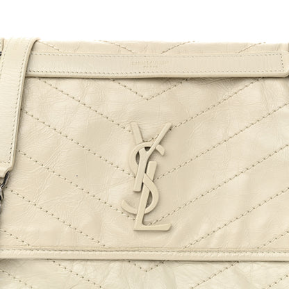 Saint Laurent Crinkled Calfskin Matelasse Monogram Medium Niki Chain Satchel Crema Soft 8 of 15