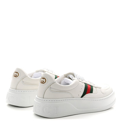 Gucci Calfskin Web Womens Platform Sneakers 40 White 4 of 9