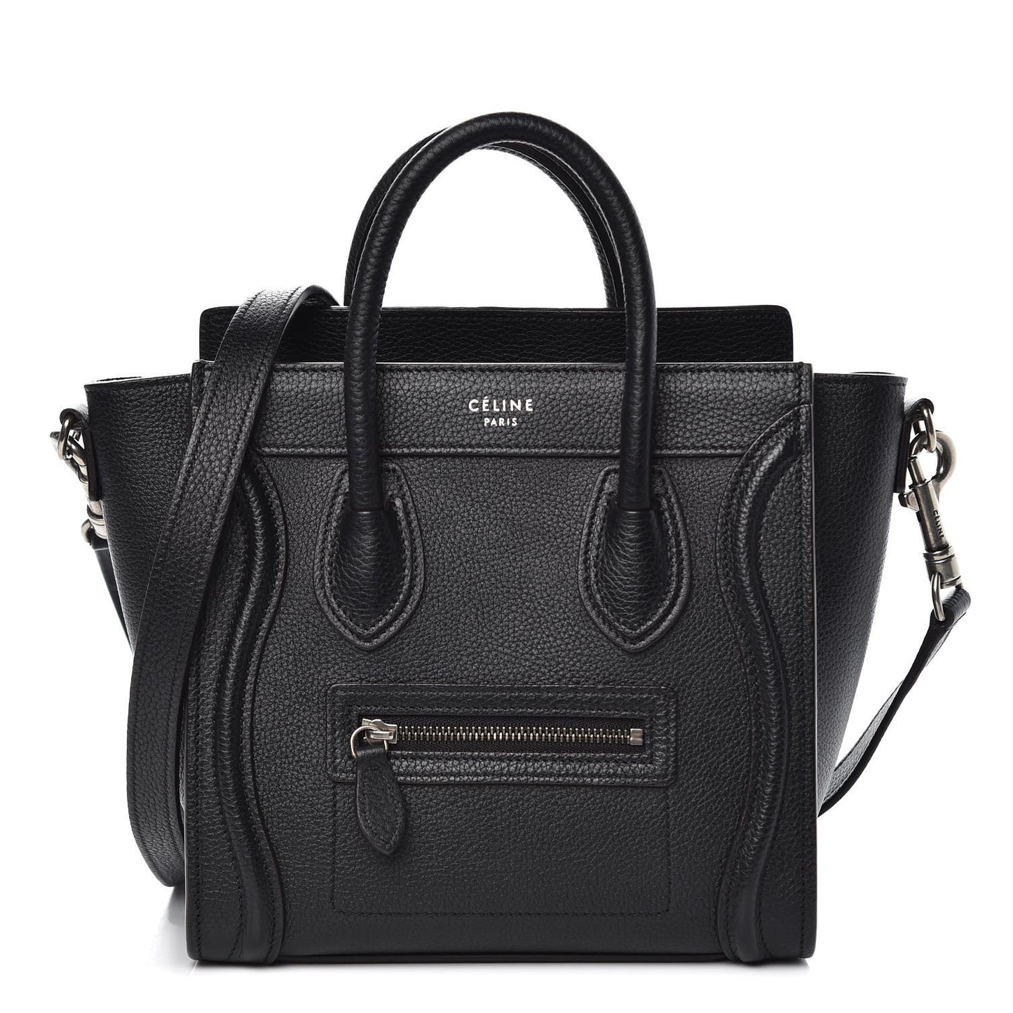 Drummed Calfskin Nano Luggage Black