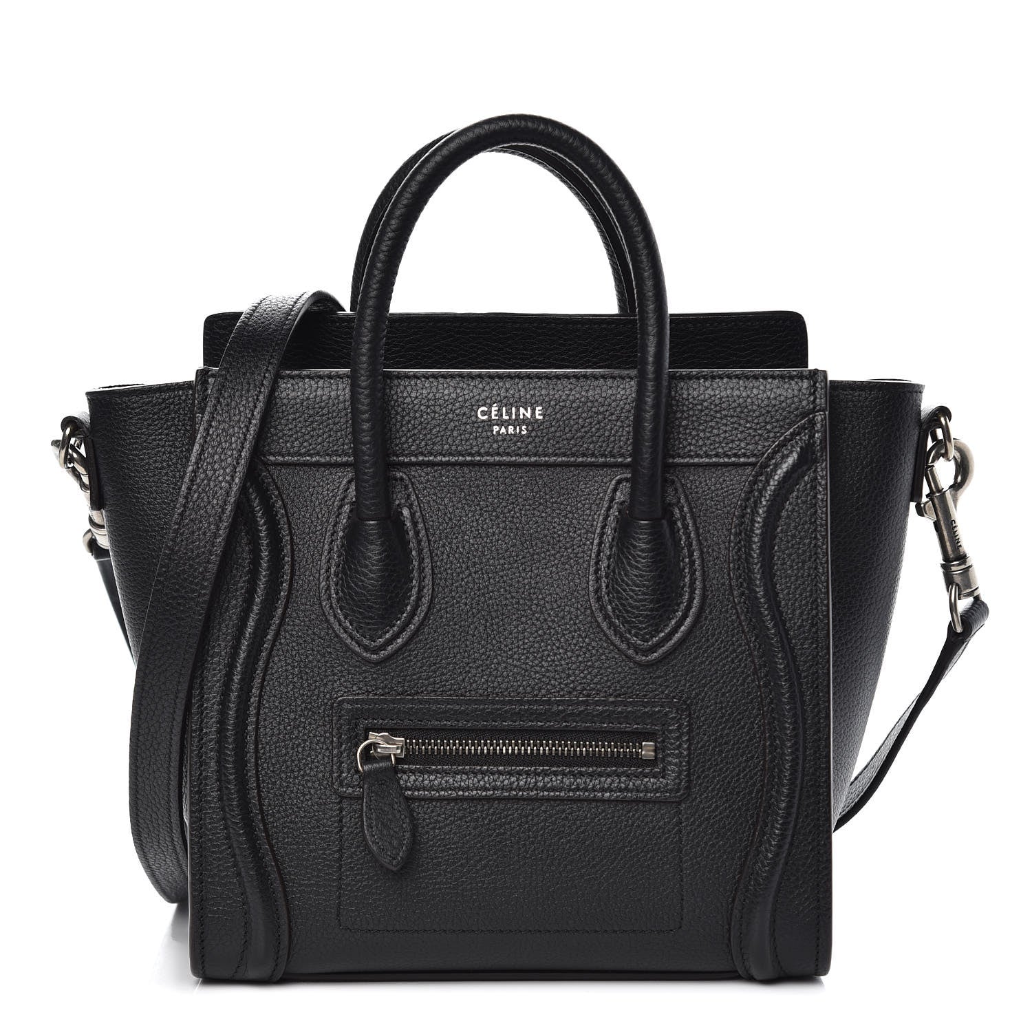 Celine Drummed Calfskin Nano Luggage Black 1 of 7