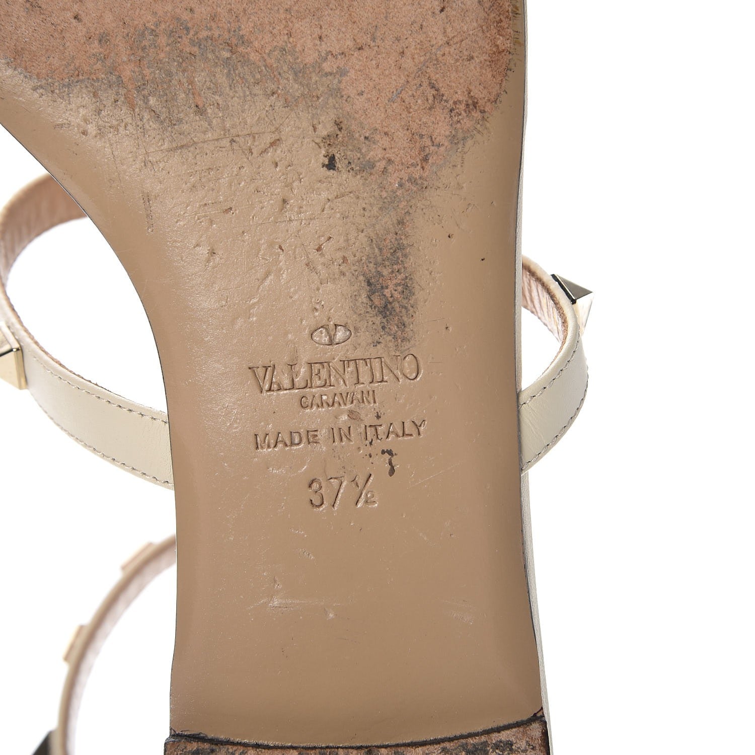 Valentino Garavani Nappa Rockstud Ankle Strap Flat Sandals 37.5 White 8 of 15