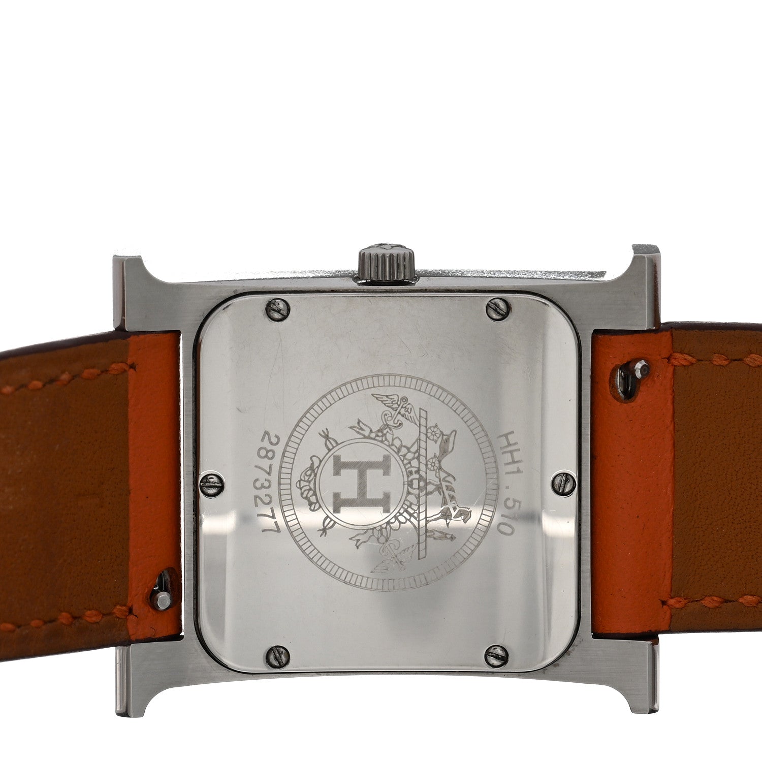 Hermes Stainless Steel Swift 26mm Heure H Hour Quartz Watch Orange 4 of 6