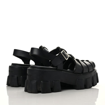 Prada Foam Rubber Triangle Logo Monolith 55mm Cage Sandals 35 Black 5 of 12
