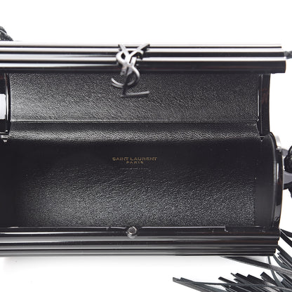 Saint Laurent Ribbed Plexiglass Lambskin Fringe Monogram Opium Box Bag Black 5 of 8