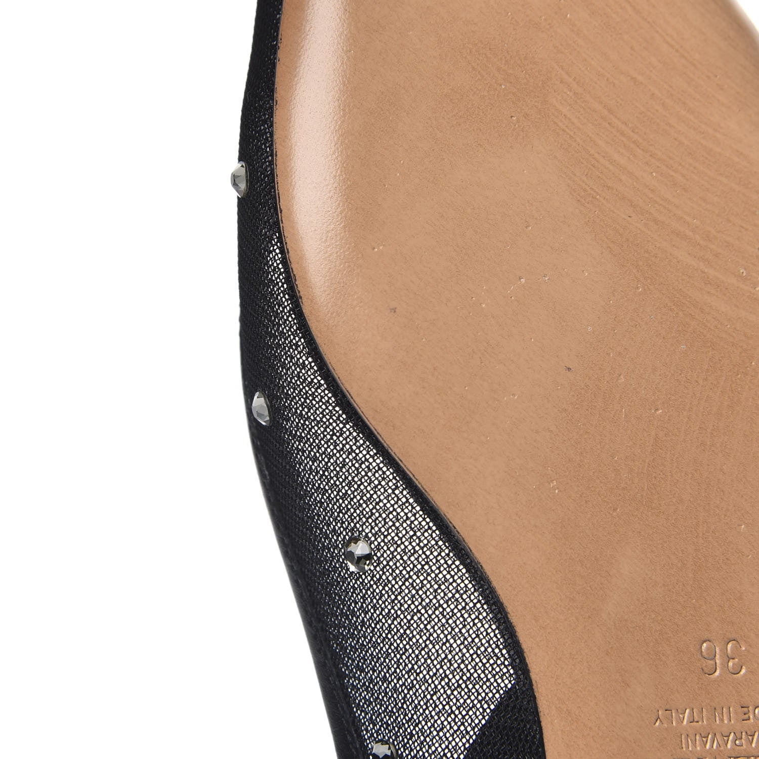 Valentino Garavani Mesh Shining Rockstud Slingback Flats 36 Black 8 of 9