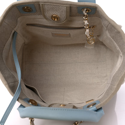 Chanel Mixed Fibers Calfskin Small Deauville Tote Grey Light Blue 6 of 13