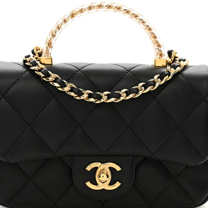 Chanel Lambskin Quilted Resin Top Handle Mini Flap Black 5 of 11
