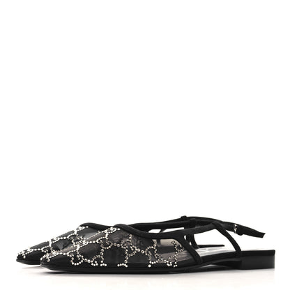 Gucci Tela Retino Kid Scamosciato Crystal GG Monogram Square Demi Ballet Flats 37.5 Black 4 of 9