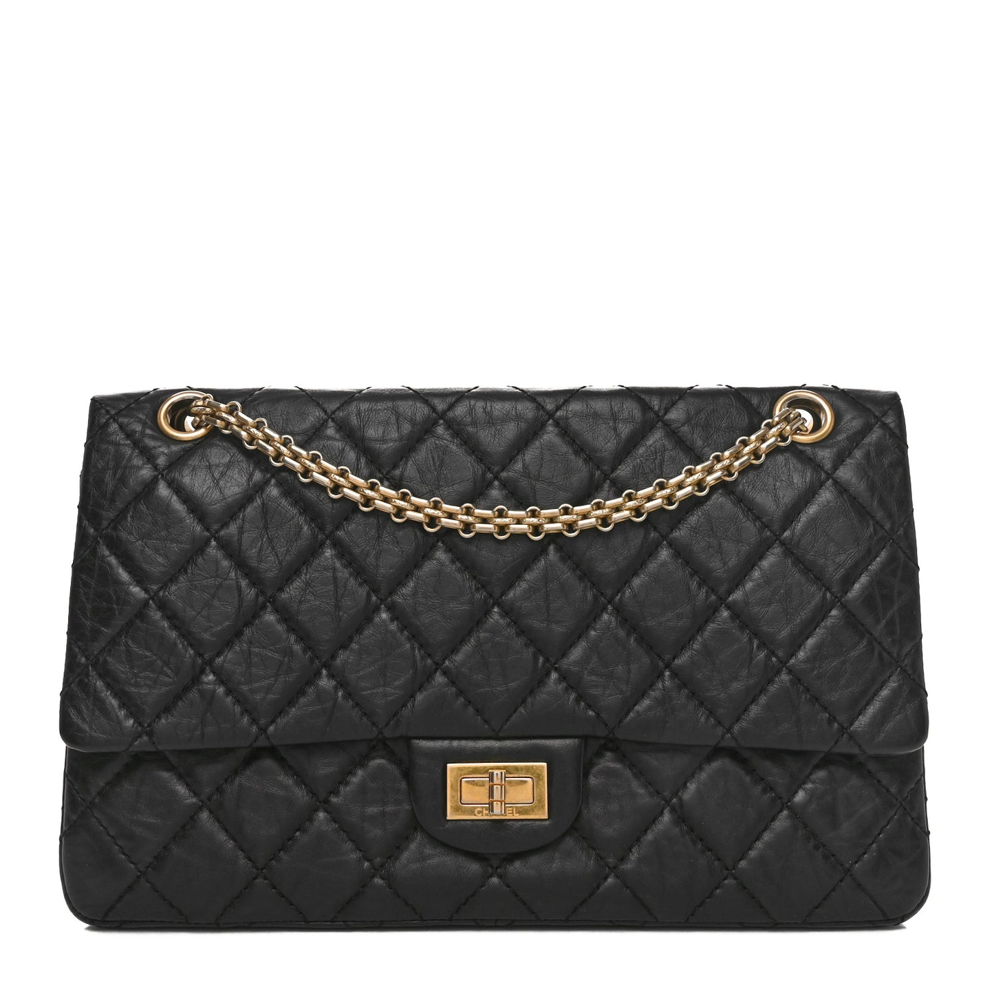 Aged Calfskin Quilted 2.55 Reissue 226 Flap Black