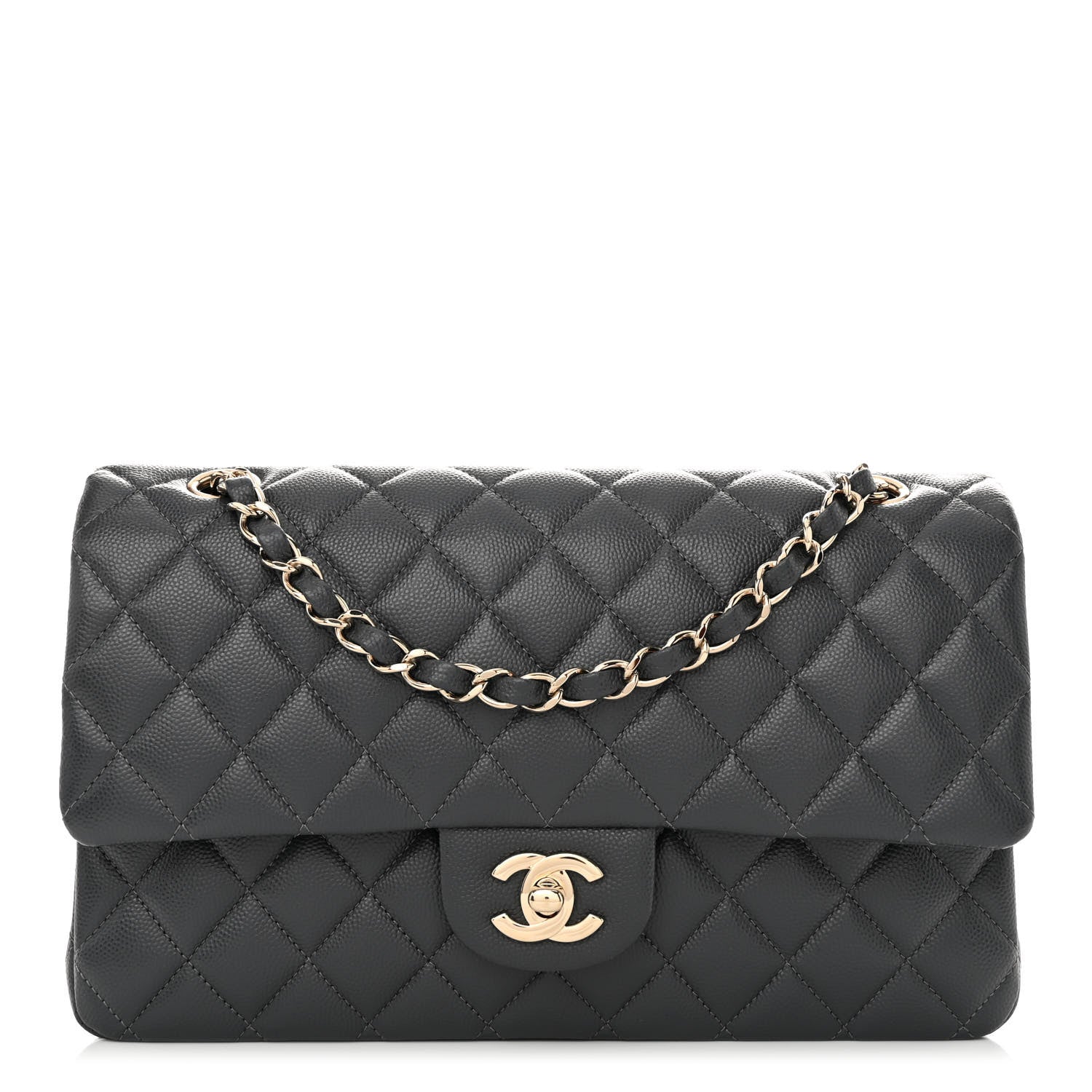 Chanel Caviar Quilted Medium Double Flap Dark Grey 1 of 12
