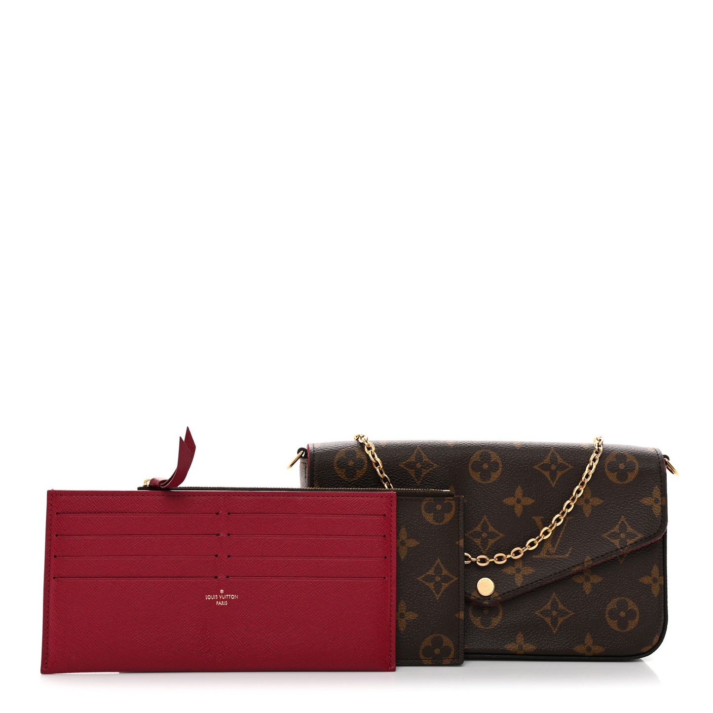 Monogram Pochette Felicie Chain Wallet Fuchsia